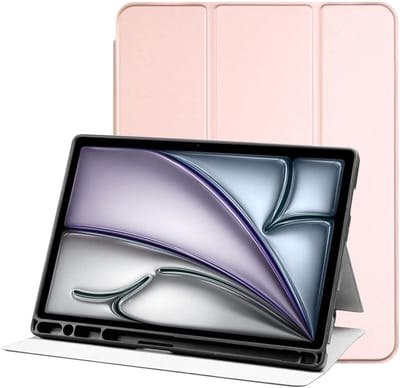 Tablet Hoes Geschikt voor Apple iPad Air 11 (2024/2025/2026) | Luxe Tri-Fold Book Case | Kunst Leren Bescherm Hoes | Standaard Functie | Roze