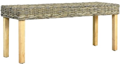 Bank 110 cm Natuurlijk Kubu Rattan en Massief Mangohout Zitbank