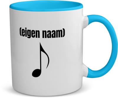 Akyol - muzieknoot met eigen naam koffiemok - theemok - blauw - Muzieknoot - muziek liefhebbers - iemand die houdt van muziek - verjaardag - cadeau - kado - 350 ML inhoud