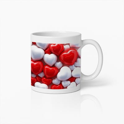 Romantische Rood en Wit Hartjes Mok – Schattige Koffiebeker voor Valentijnsdag, Liefdescadeaus & Jubilea