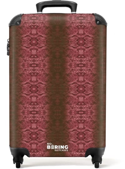 NoBoringSuitcases.com - Koffer - Roodbruin slangenhuid met symmetrische schubstructuur - Past binnen 55x40x20 cm en 55x35x25 cm - Trolley handbagage - Valiezen met wieltjes volwassenen - Reiskoffer op wielen - Rolkoffer lichtgewicht