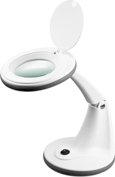 Loeplamp met standaard - Vergrootlamp met licht - Gedetailleerd werk - 100mm glazen lens - 3 dioptrie - Wit