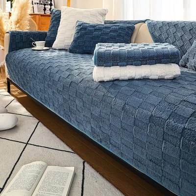 Effen Kleur Plaid Sofa Kussenhoes Woonkamer Sofahoes Stoffen Handdoek Eenvoudig Modern Winter Pluche Verdikking Antislip Warm 70x70cm 1pc