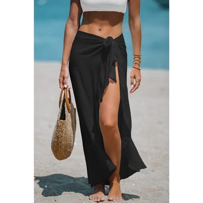 Zwarte midi-sarong met zijband