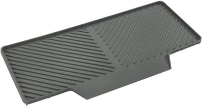 Famanu – Afdruipmat Neli - kunststof mat voor het afdruipen van servies en bestek - aflopend oppervlak en groefstructuur voor optimale waterafvoer - beschermt tegen krassen - in elegant grijs - 20 × 3 × 40 cm