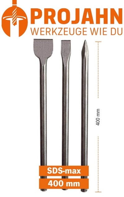 Beitelset 3-delig ECO SDS-max – Punt-, plat- & Spadebeitel (400 mm) – voor Sloop- & Doorbraakwerk