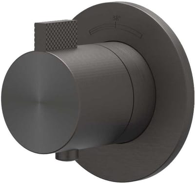 IVY Tribe Afbouwdeel Inbouwthermostaat Symmetry met Rond Rozet - RVS 316 Geborsteld Carbon Black PVD