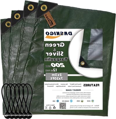 Zwaar Zeildoek - Afdekzeil Beschermhoes - Spullen Beschermen - Versterkte Randen Messing - 2 x 3 m - Groen Zilver