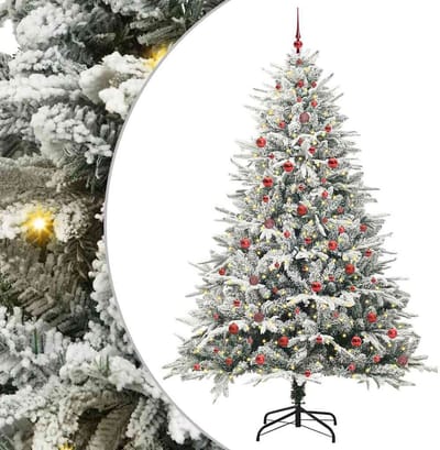 vidaXL - Kunstmatige - Voorverlichte - Kerstboom - met - Ballenset - Groen - 240 - cm