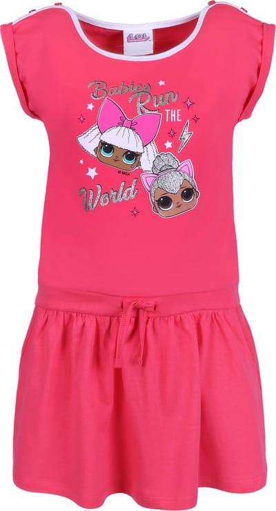 Roze katoenen jurk met glitter LOL SURPRISE