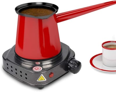 Elektrisch Kookplaatje - Mini Fornuis Boiler - Koffie Thee Koken - Snelle Verwarming - Compact Formaat - Zilver Grijs