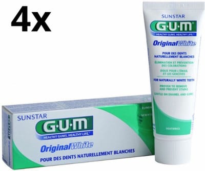 GUM Tandpasta Original White - 4 x 75 ml - Voordeelverpakking