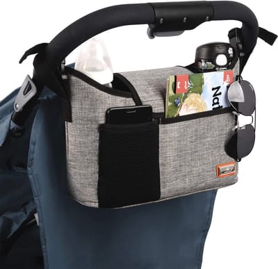 Kinderwagen Organizer voor Babyaccessoires - Grote Capaciteit met Bekerhouders en Schouderriem