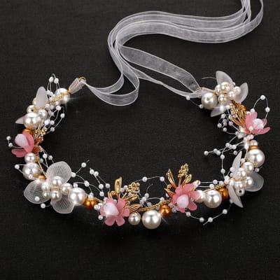 Haaraccessoires voor Meisjes en Vrouwen, Bloemige Hoofdbanden voor Bruiloften, Hoofddeksels voor Kinderen en Prinsessen (Roze)
