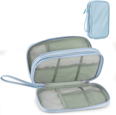 Elektronica Organizer - Reis Etui Kabel Organizer - Gadgets Opbergen - Dubbellaags Waterdicht - M - Lichtblauw