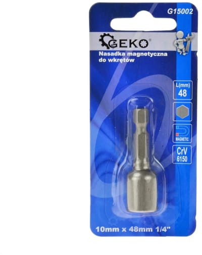 GEKO Magnetische schroefbit - 10 mm hex - 48 mm - legerstaal
