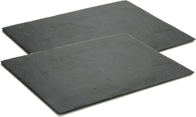 Arte serveerplank - 2x stuks - grijs - leisteen - 30 x 40 cm - voedsel presenteren - antraciet