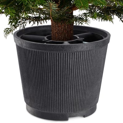 KADAX Kerstboomstandaard, kerstboomstandaard van gerecyclede kunststof, dennenboomstandaard voor een echte boom, standaard voor een kerstboom (boomhoogte tot 250 cm/grafiet)