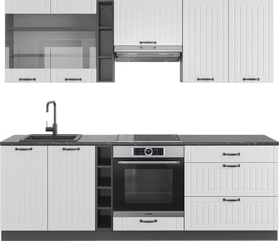 Vicco Fame-Line Complete keukeneenheid – 235 cm zonder werkblad Landhuis wit/antraciet