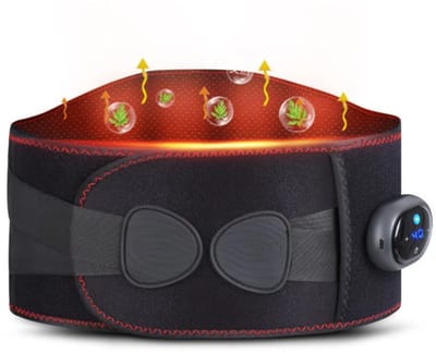 Rechargeable Heating Waist Belt Elektrisch Warmtekussen Infrarood Rood Licht Therapie Warmteband Voor Rugpijn Nek Buik Met 3 Vibratiestanden Snelle Opwarming 3 Warmtestanden 40 60℃ 1800mAh Batterij Automatische Uitschakeling Machinewasbaar-zwart