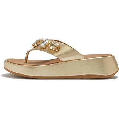 FitFlop FitFlop F-Mode Ultra-Jewel Leather Toe-Post Sandals BRUIN - Maat 40