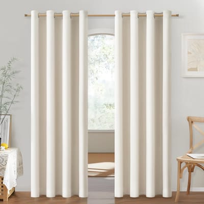 Unyqoos® Gordijnen voor Woonkamer met Oogjes, Halftransparant, Lichtbeige, Set van 2, Ideaal voor Diverse Ruimtes