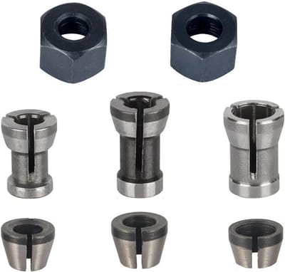 Spantangenset Frees - Freesaccessoires Klemadapter - Houtbewerking Graveren - Gehard Staal - 6 mm 6.35 mm 8 mm - Zwart