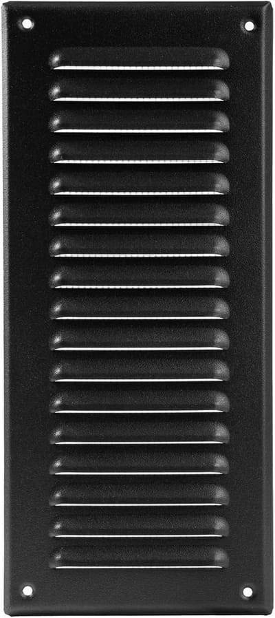 Rechthoekig metalen ventilatierooster - 7,6 x 25,4 cm - Zwart - Ventilatierooster met geïntegreerd vliegengaas voor badkamer en keuken