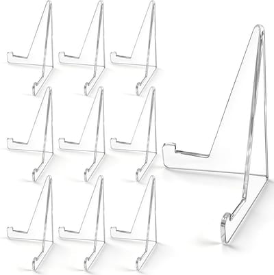 Transparante Acryl Standaard – 10 Stuks – Boekstandaard & Fotostandaard – Transparant Acryl – Universeel – Anti-Slip – Geschikt voor Foto's, Boeken, Platen, Kaarten & Decoratie – Netjes & Stijlvol