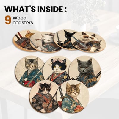 Dailygoods- Onderzetters Houten Set van 9 - Onderzetters voor Glazen - Onderzetters voor Dranken - Bureauonderzetters - Salontafeldecoratie - 9,9 cm - Coasters