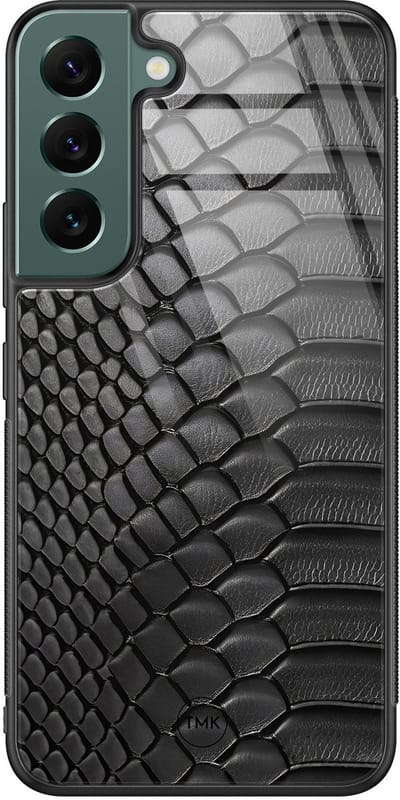 Hoesje geschikt voor Samsung Galaxy S22 - Black snake - Zwart - TPU luxe case (glossy toplaag) - Slangenprint - Hardcase backcover zwart