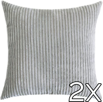 Kussenhoes Zachte Ribstof (2 stuks) - Licht Grijs/Silver Grey - 45x45 cm - Gestreept Corduroy Kussenhoes - Ribfluweel Kussen - Sierkussen Zonder Vulling - Bankkussen / Zetelkussen / Decoratiekussen - Vele diverse kleuren