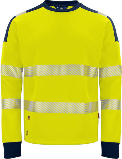ProJob 6108 SIGNALISATIESWEATER RONDE HALS EN ISO 20471 KLASSE 3 646108 - Geel/Marine - 4XL