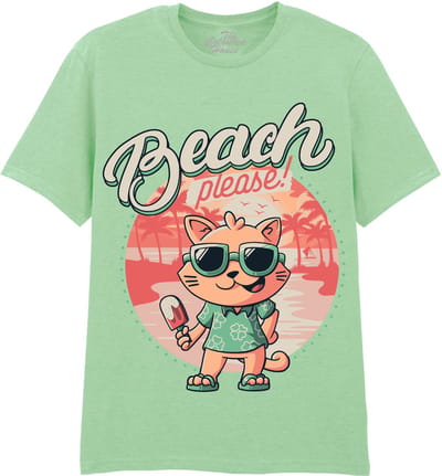 Beach Please - Cat The Coloured House T-shirt XXL