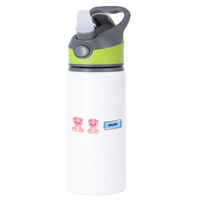 Hacebo® - Varkens met eigen naam waterfles met rietje groen - Varken - dieren liefhebbers - leuke cadeau voor iemand die van houdt van biggen - verjaardagscadeau - kado - gift - water fles - 650ML