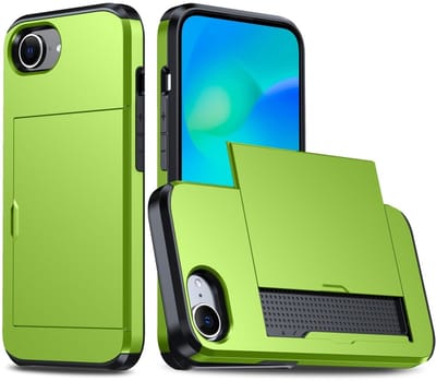 Coverup Hoesje - Geschikt voor iPhone 16e / 17e Hoesje - Coverup Hybrid Card Slider Back Cover - Groen