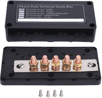 Allecto - Power Distribution Block - 5-Way aansluitblok - Geschikt voor maritiem gebruik - 48V 300A - Versterkt stroomverdeling - Hoogwaardige kwal...