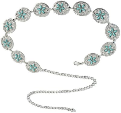 Dailygoods- Kettingriem Verstelbaar - Tailleband Elastiek - Vintage Accessoire - Etnische Stijl - Casual Riem - Hol Design