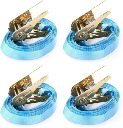 Spanbanden Set - Sjorbanden Ratelbanden - Lading Zekeren - DIN EN 12195-2 Gecertificeerd - 6 Meter 800kg - Blauw