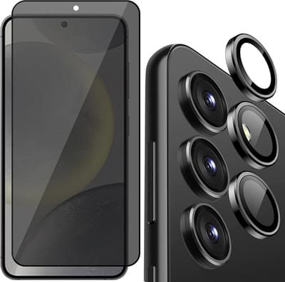 Privacy Screenprotector & Camera Protector geschikt voor Samsung Galaxy S24 - Volledig Dekkend Glas