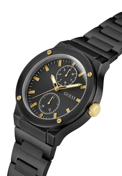 Guess Jet Multifunctioneel Horloge Zwart Kast Gemaakt Van 100% Roestvrij Staal En Een Armband Van 100% Roestvrij Staal 45 GW0795G1, GW0795G3