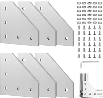 Hoekbeugels en Verbindingsplaten voor Aluminium Profielen 30 x 30 - Set van 6