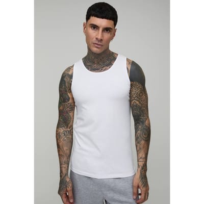 Tall Essential Muscle Fit Vest | White | Size Small