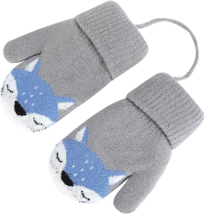 Dailygoody - Knitted Gloves - Warme Winterhandschoenen - Grijs - Geschikt voor 1 tot 6 jaar - Voor jongens en meisjes - Met fleece voering