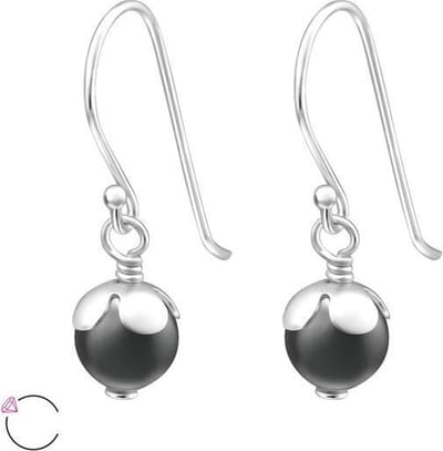 Montebello Oorbellen Caera Grey - 925 Zilver - Swarovski Parel - ∅6mm - 21mm