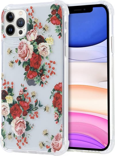 Siliconen Hoesje met bloemenprint Geschikt voor iPhone 12 Mini Boeket en Rozen Transparant