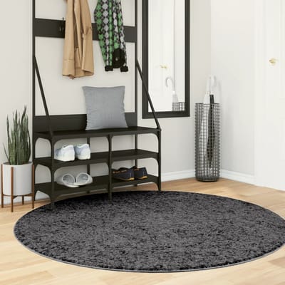 vidaXL - Vloerkleed - OVIEDO - laagpolig - Ø - 160 - cm - antracietkleurig