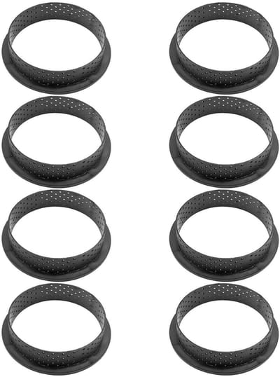 Dailygoods - Geperforeerde taartringen - Taartvormen - Antiaanbaklaag - Ronde vorm - Bakaccessoires - Perfect voor thuis en horeca - Set van 8