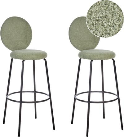 EMERY - Barkruk set van 2 - Lichtgroen - Bouclé