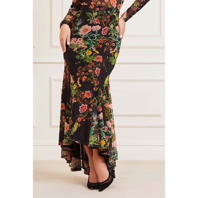 GUESS Marciano By  Lewis Mesh Skirt Black Beauty Print Taglia: XS | Maxi gonne Outlet | Donna | Nero
